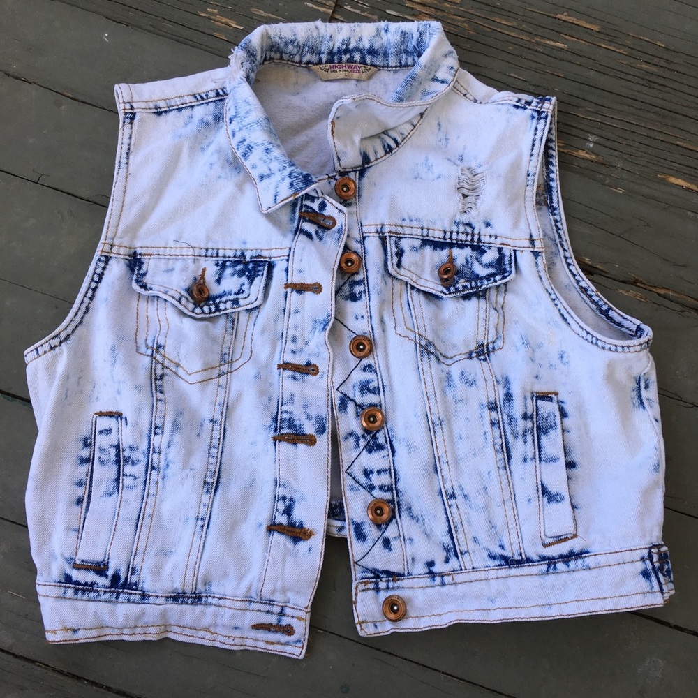 Highway Sandblast Acid Wash Denim Vest